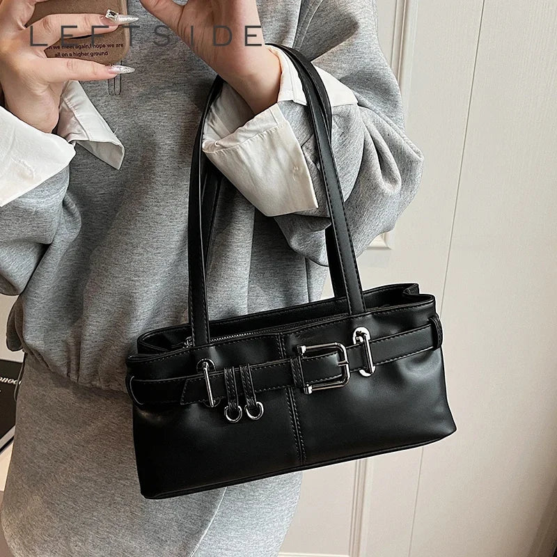 Soft-touch leather shoulder bag