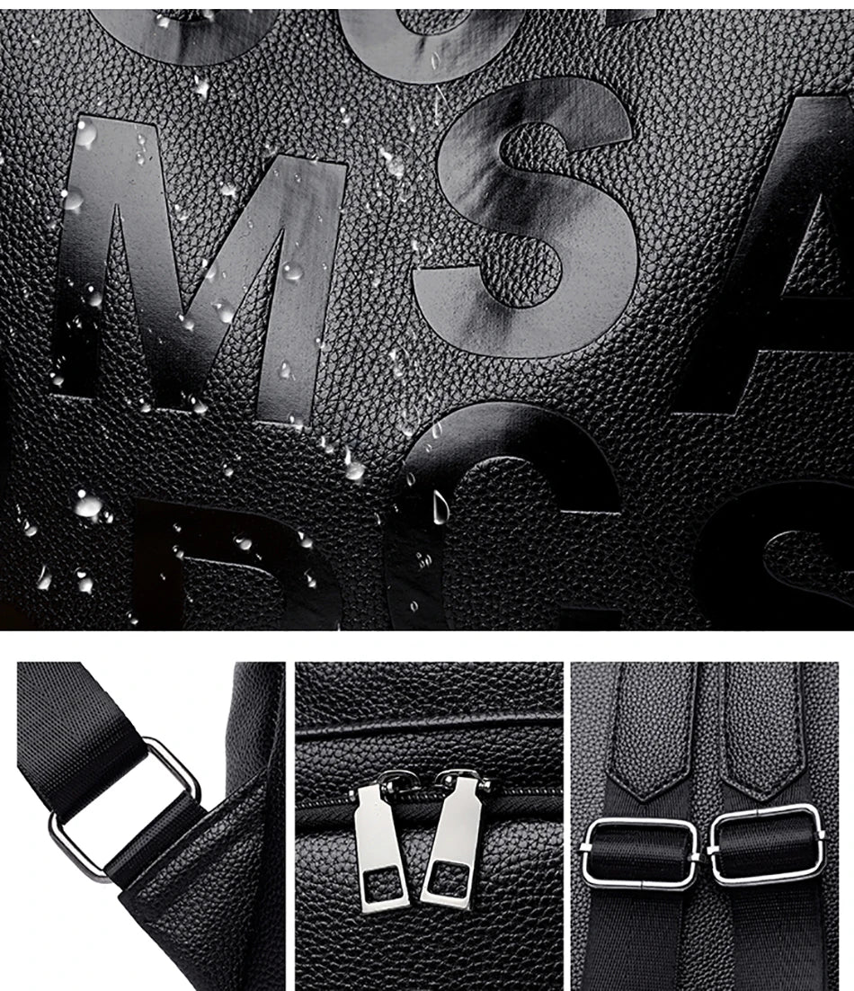 Urban chic anti-theft leather knapsack