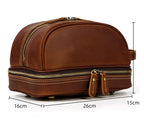 Leather cosmetic and toiletry bag