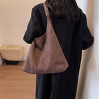 Minimalist suede shoulder slouch bag