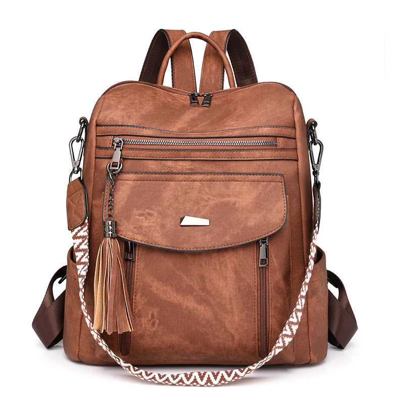 Vintage leather school knapsack