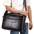 Men's structured leather laptop case