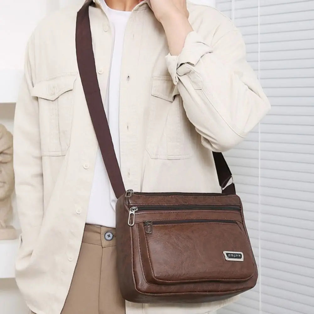 Men soft leather crossbody bag