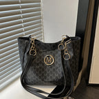 Shoulder leather tote bag with zipper