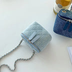 Retro chain strap denim shoulder handbag