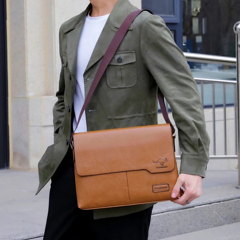 Soft leather laptop briefcase messenger bag
