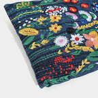 Embroidered floral denim shoulder bag
