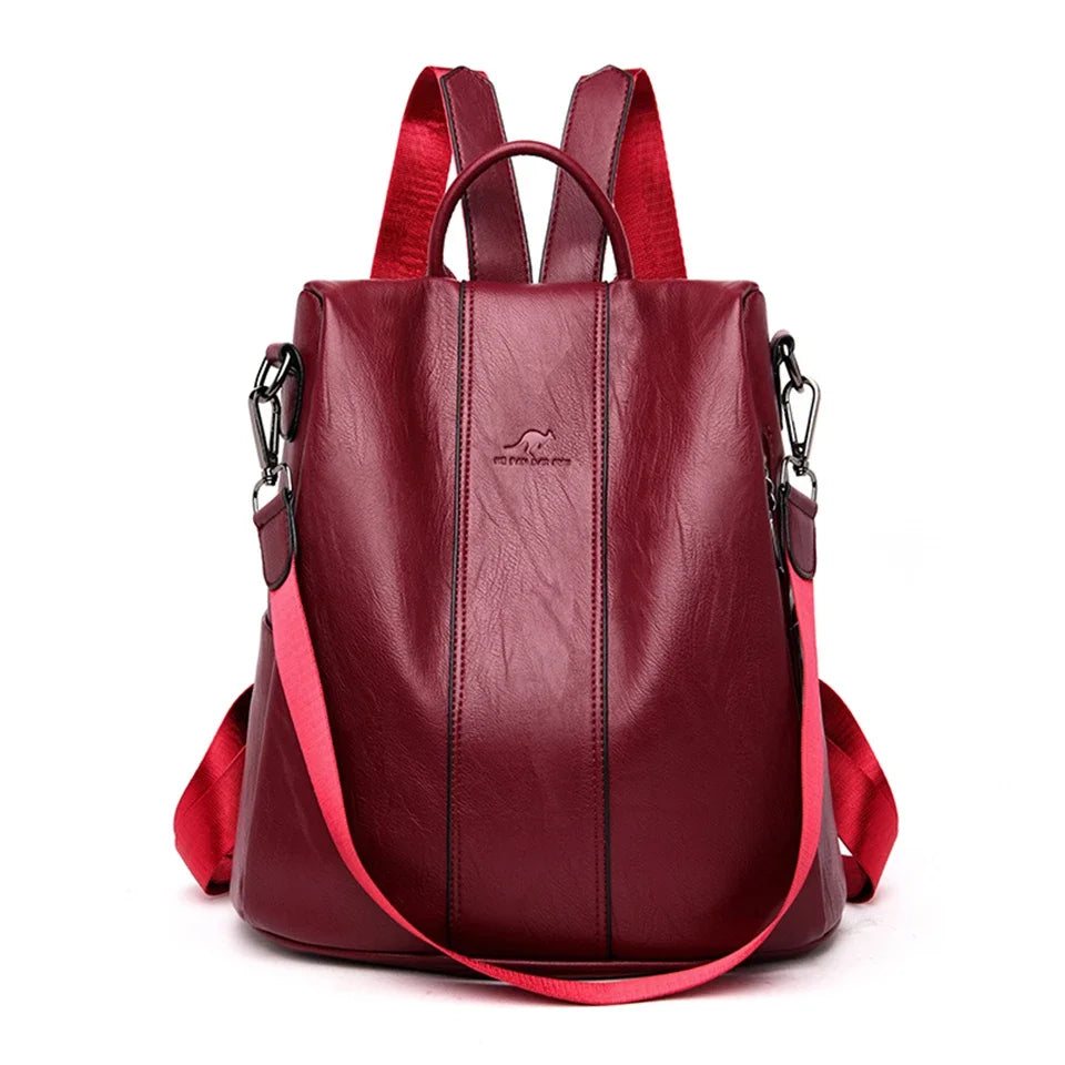 Soft leather backpack for women