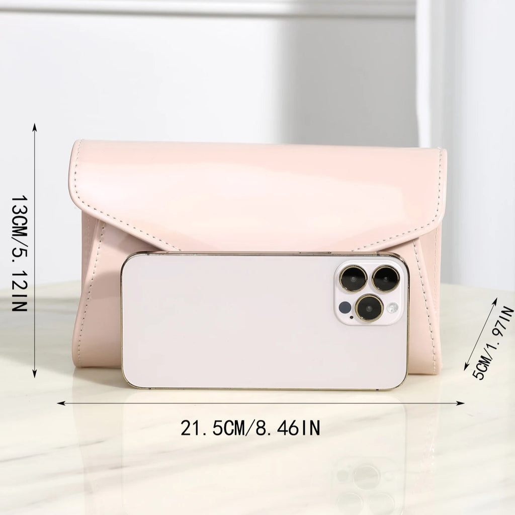 Minimal leather handbag with slim profile