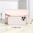 Minimal leather handbag with slim profile