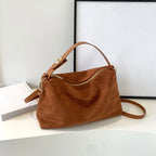 Suede shoulder handbag
