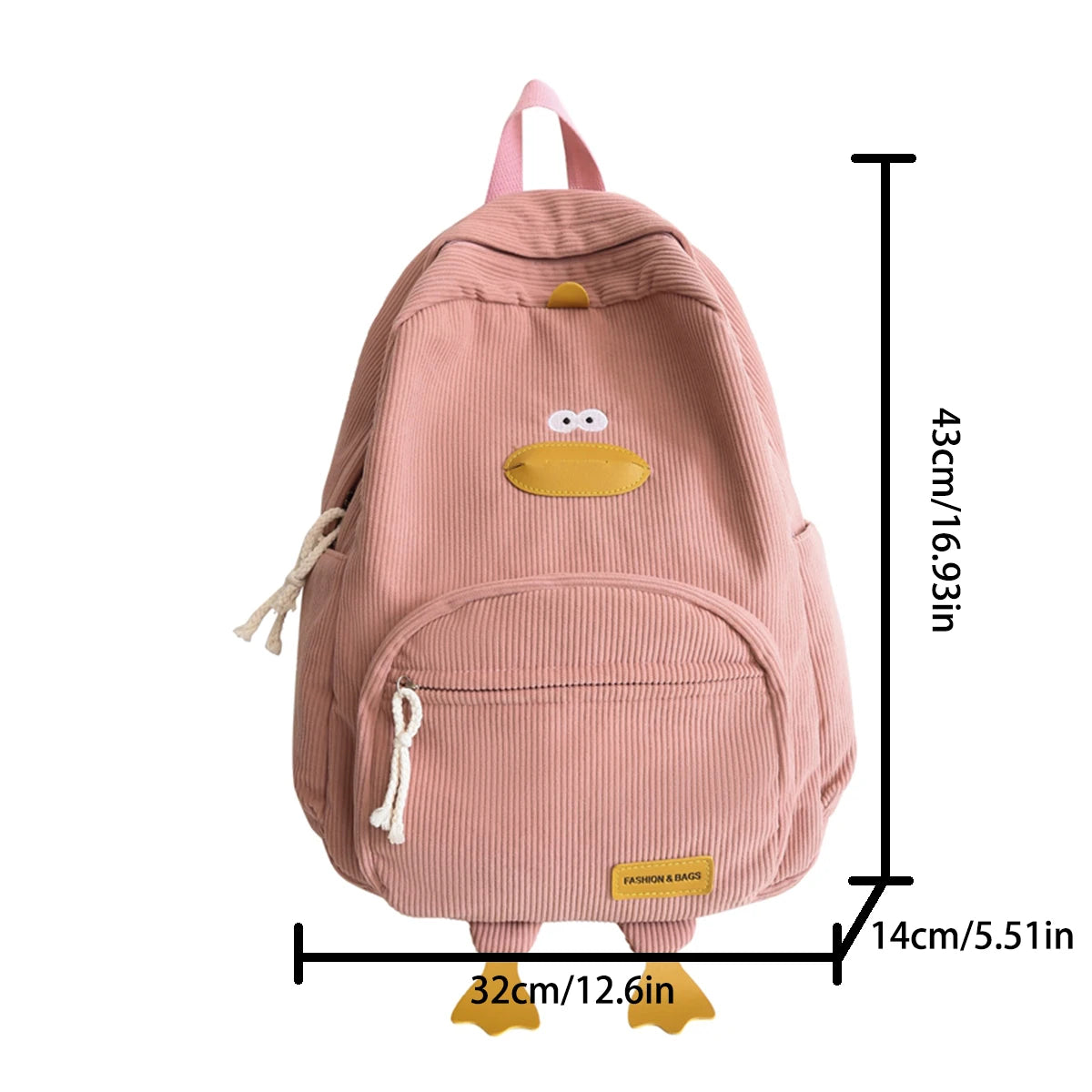 Cute duck corduroy backpack