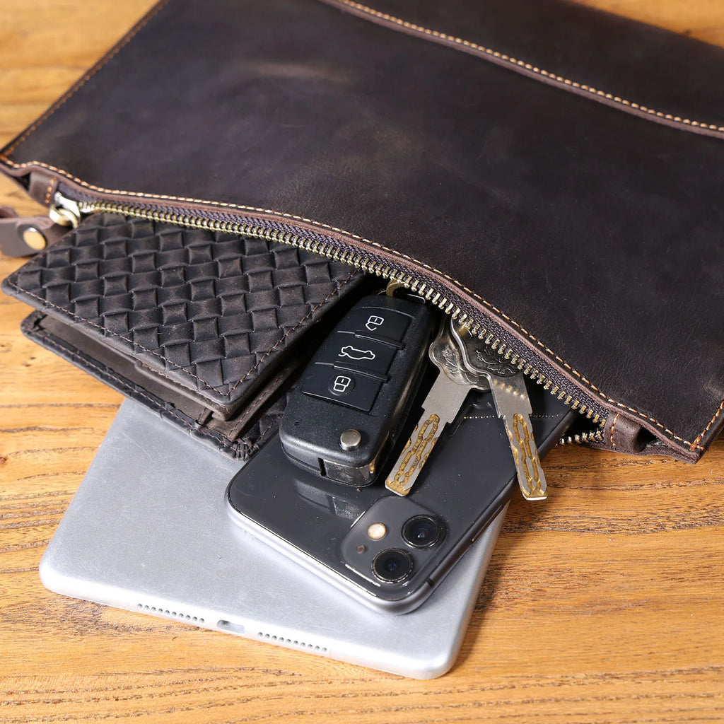 Retro leather clutch