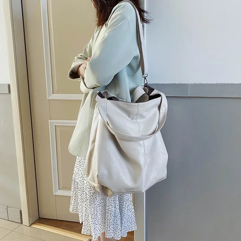 Chic oversized leather tote bag