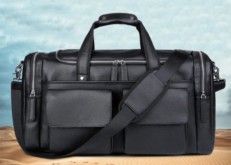 Urban leather holdall with top handles