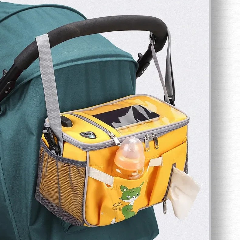 Large light green stroller diaper bag