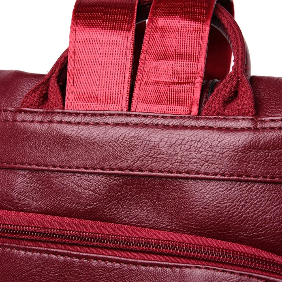 Soft leather backpack for women