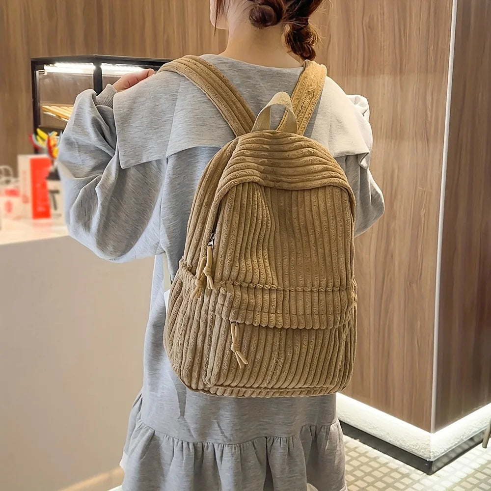 Versatile corduroy backpack