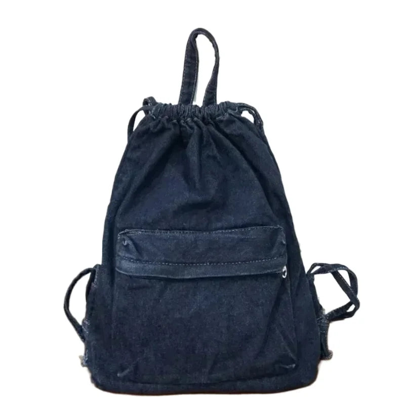 Casual denim drawstring backpack