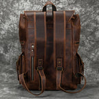 Multi-compartment leather rucksack
