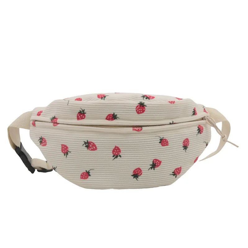 Strawberry corduroy belt bags for women