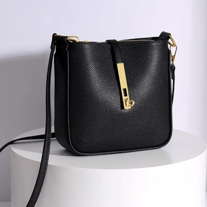 Functional leather crossbody bag
