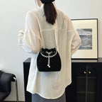 Corduroy handbag with chain strap
