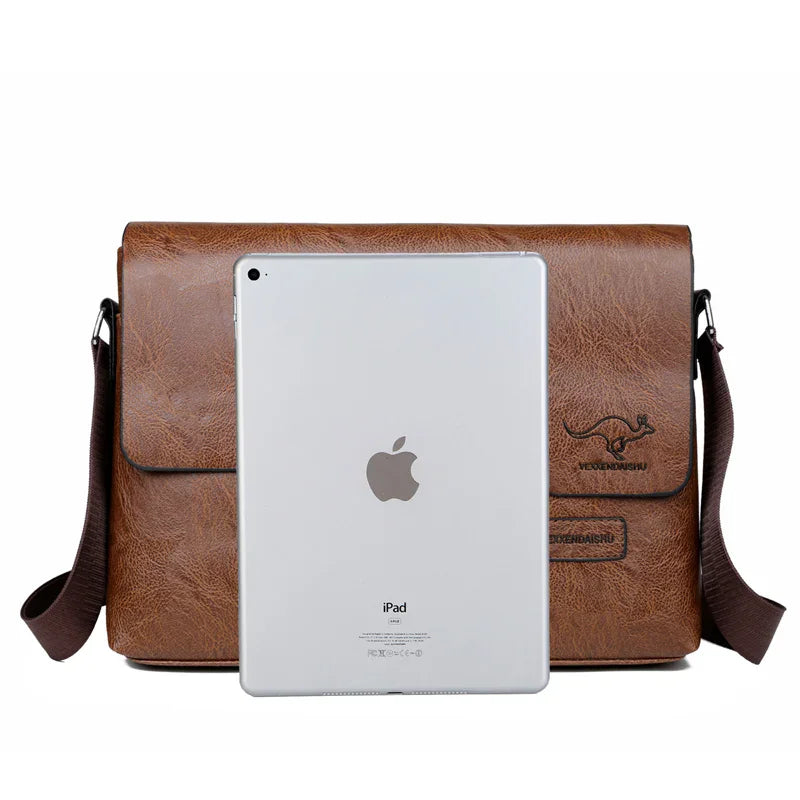 Soft leather laptop briefcase messenger bag