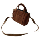 Corduroy purse with detachable shoulder strap
