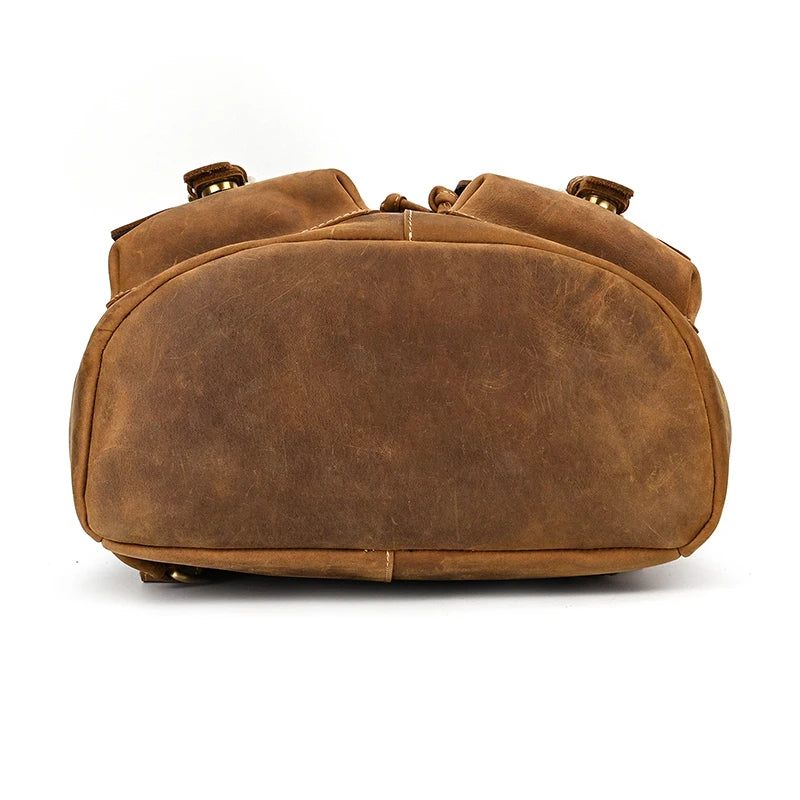 Leather laptop rucksack with top handle