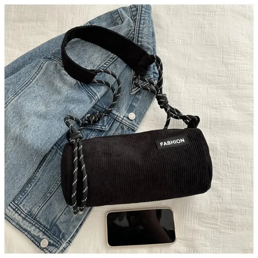 Corduroy handbag with slim strap