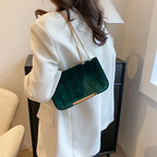 Corduroy handbag with soft velvet texture