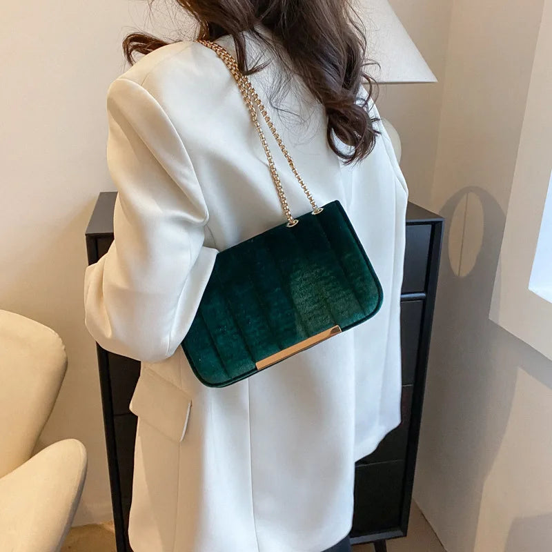 Corduroy handbag with soft velvet texture