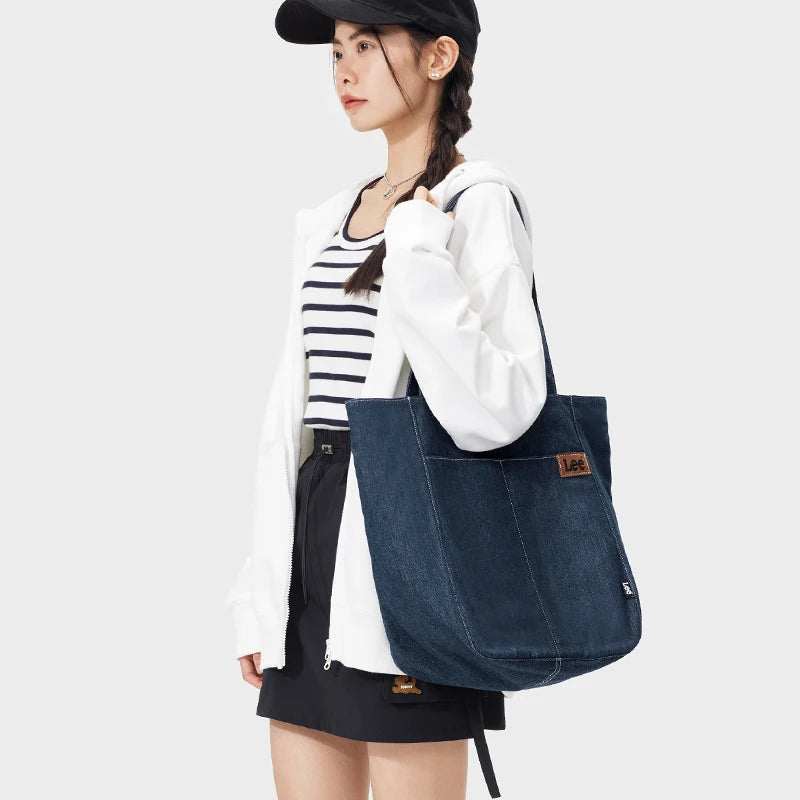 Denim tote bag with embroidery