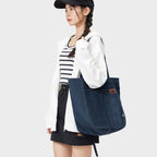 Denim tote bag with embroidery