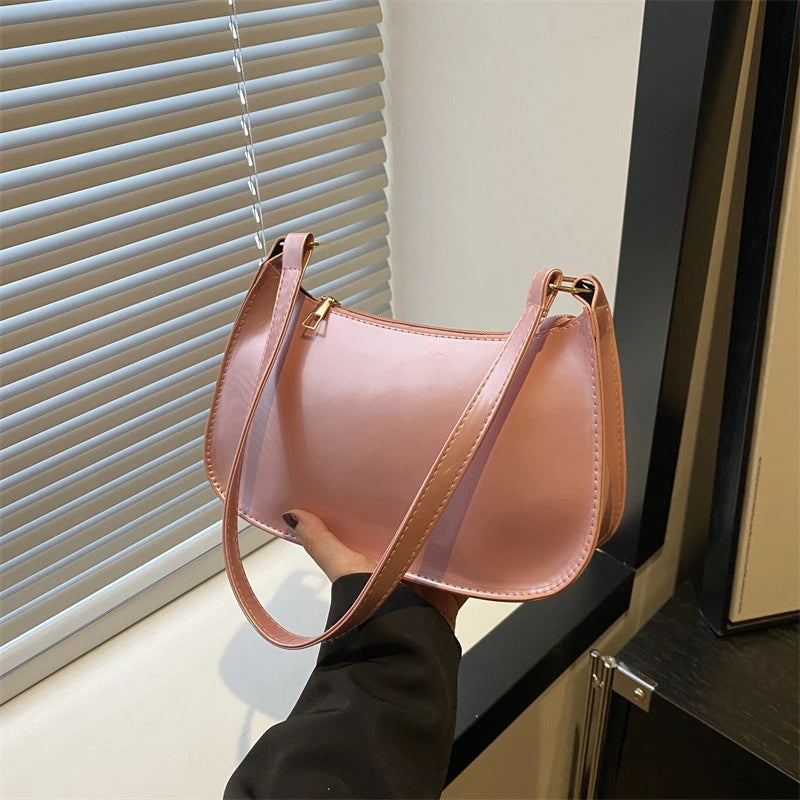 Shiny leather hobo bag