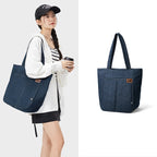 Denim tote bag with embroidery