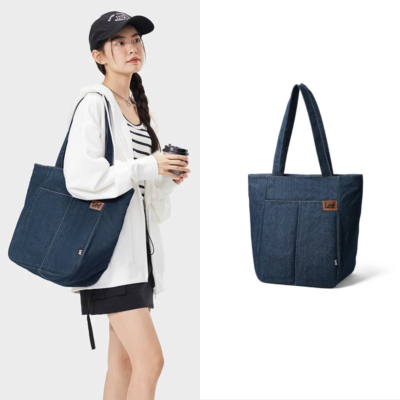 Denim tote bag with embroidery