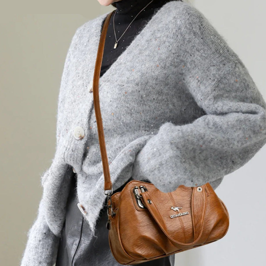 Crossbody leather hobo bag