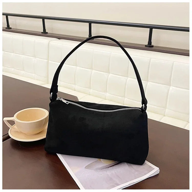 Structured suede shoulder bag