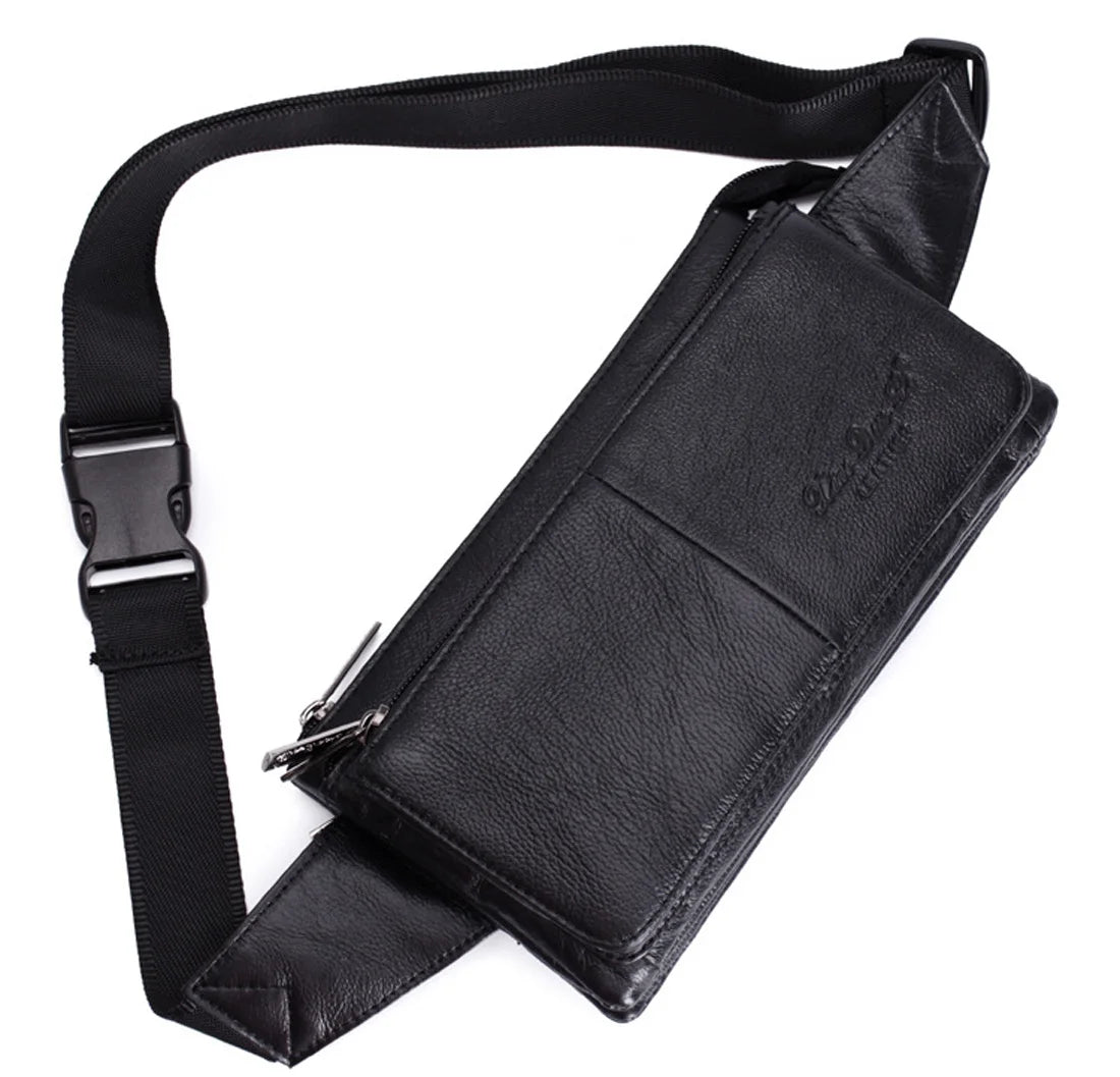 Wide-strap leather bum bag