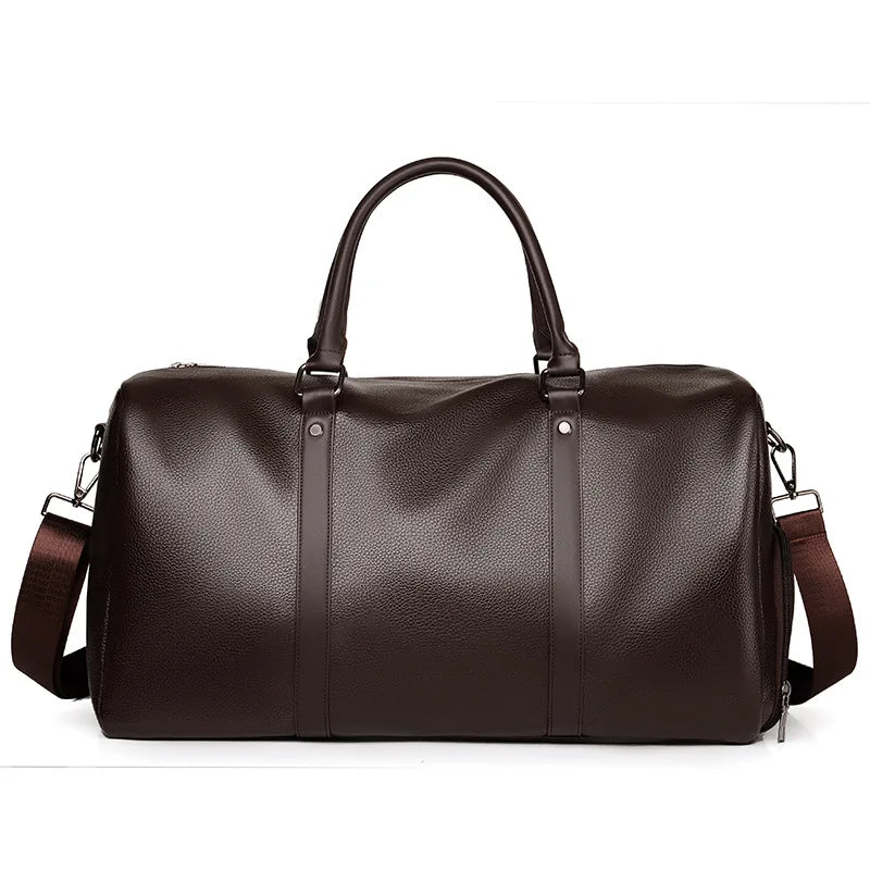 Travel-ready leather holdall