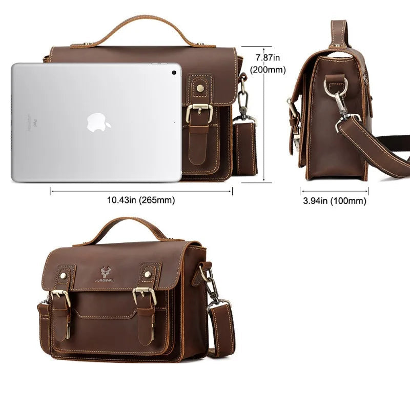 Large leather satchel shoulder bag