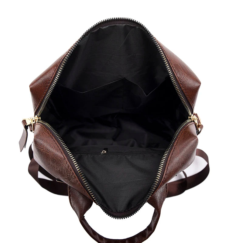 Large capacity leather knapsack