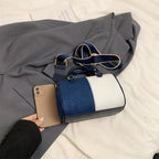 Retro large strap denim shoulder handbag