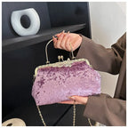 Corduroy evening clutch bag with wrist strap