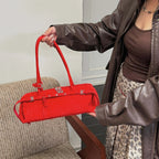 Rectangular suede handbag