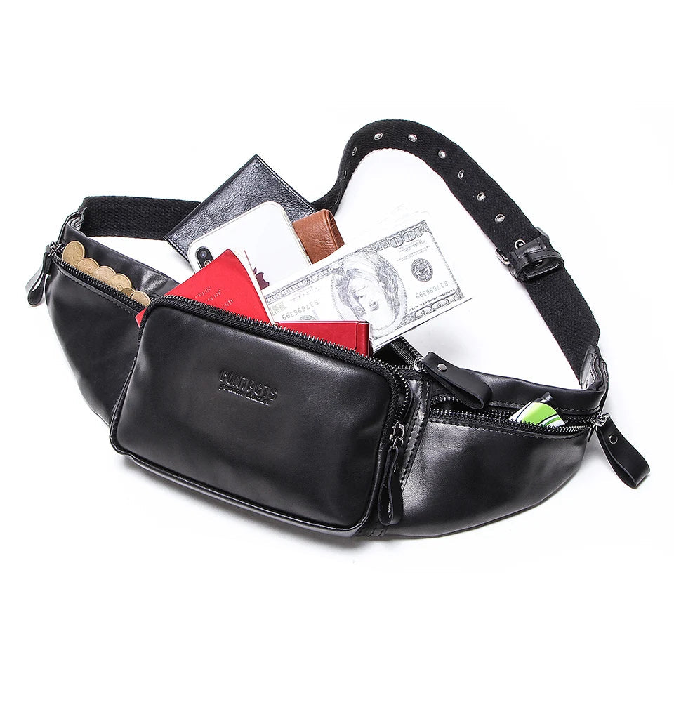 Leather belt bag for men