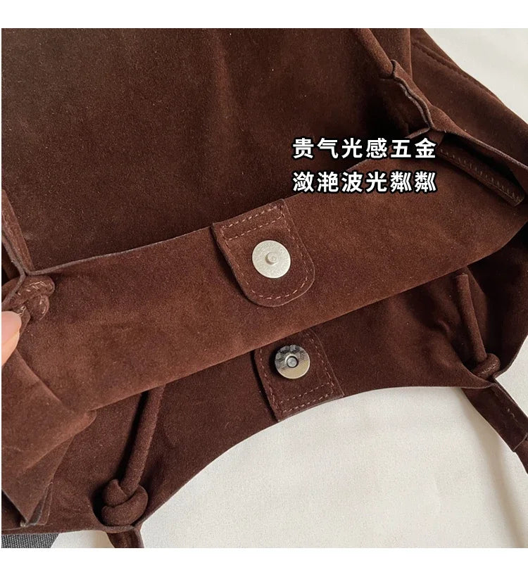 Shoulder suede tote bag