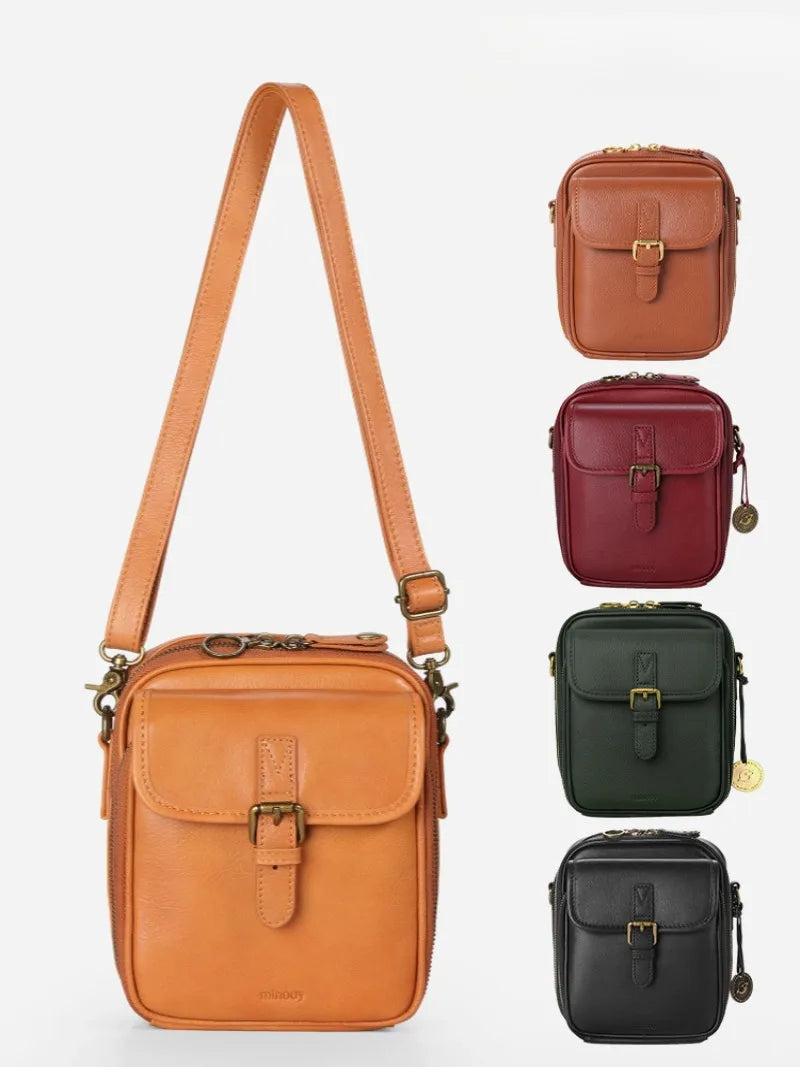Structured small leather crossbody bag